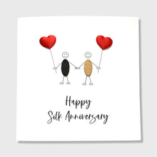 Load image into Gallery viewer, Silk Anniversary Card, 12th Wedding Anniversary, Matchstick People