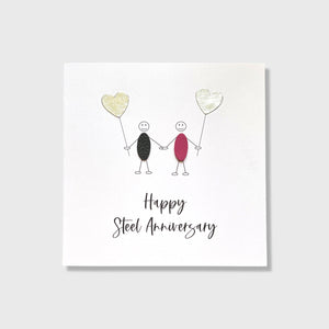 11th Wedding Anniversary Card Steel Anniversary Little People