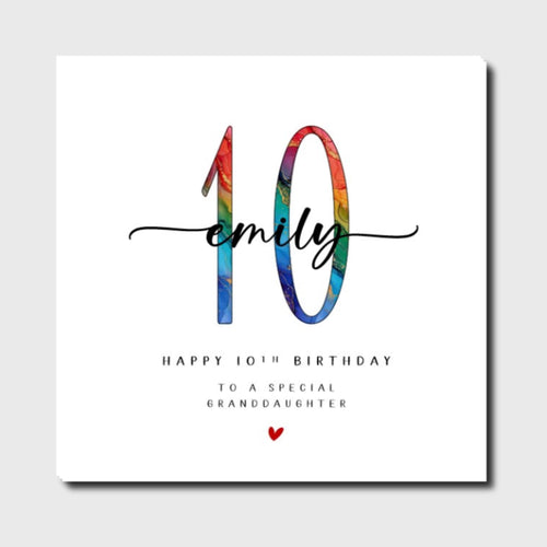 Personalised 10th Birthday Card Granddaughter Daughter Niece Friend