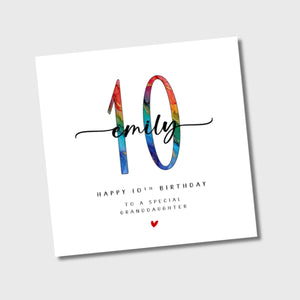 Personalised 10th Birthday Card Granddaughter Daughter Niece Friend