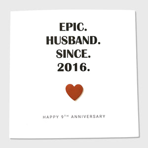 9th Wedding Anniversary Card Copper Anniversary Leather Epic Wife Husband Him Her Couple