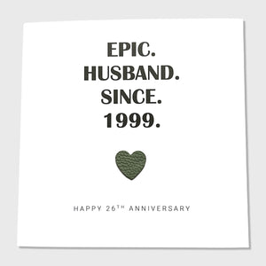 26th Wedding Anniversary Card Jade Anniversary Epic Wife Husband Him Her Couple