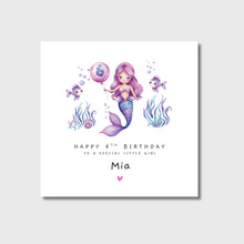 Load image into Gallery viewer, Personalised 6th Birthday Card Mermaid Girl Daughter Granddaughter Sister Niece