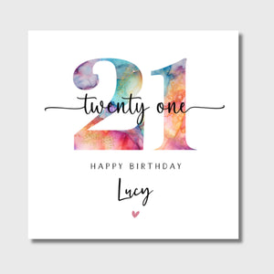 21st Birthday Card Personalised Daughter Granddaughter Sister Niece Friend