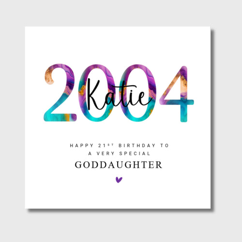21st Birthday Card Personalised 2004