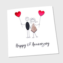 Load image into Gallery viewer, 1st Wedding Anniversary Card Paper Anniversary Card Wife Husband Him Her Couple Friends