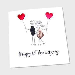 1st Wedding Anniversary Card Paper Anniversary Card Wife Husband Him Her Couple Friends