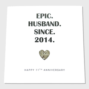 11th Wedding Anniversary Card Steel Anniversary Epic Wife Husband Him Her Couple
