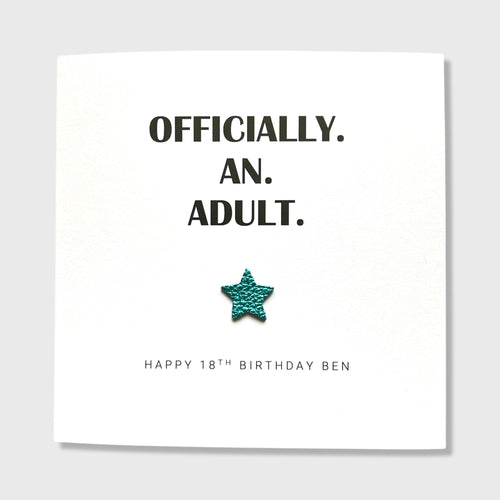 18th Birthday Card Officially An Adult Birthday Card Personalised Name