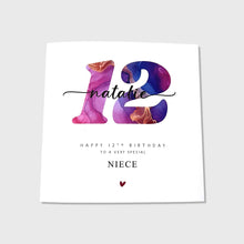 Load image into Gallery viewer, 12th Birthday Card Personalised Granddaughter Daughter Sister Niece