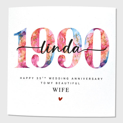 Personalised 35th Wedding Anniversary Card Coral Anniversary Wife Husband Him Her