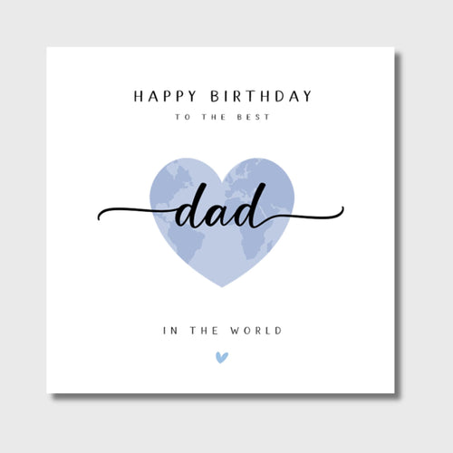 Dad Birthday Card Best Dad in the World Blue Map Daddy Papa Step Dad Brother Uncle Father
