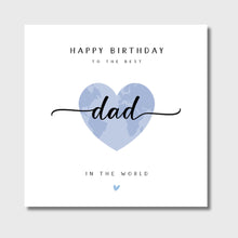 Load image into Gallery viewer, Dad Birthday Card, Blue World Map Heart