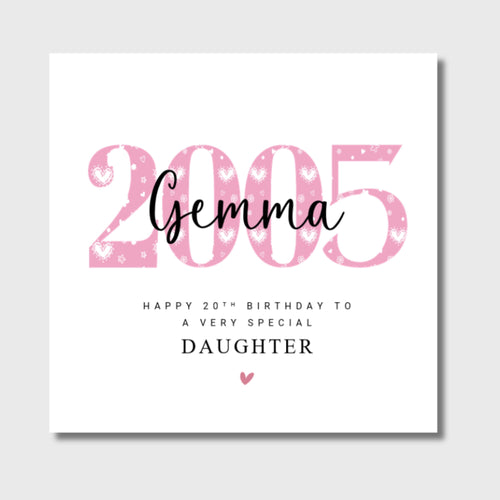 20th Birthday Card Daughter Personalised 2005 Granddaughter Sister Niece