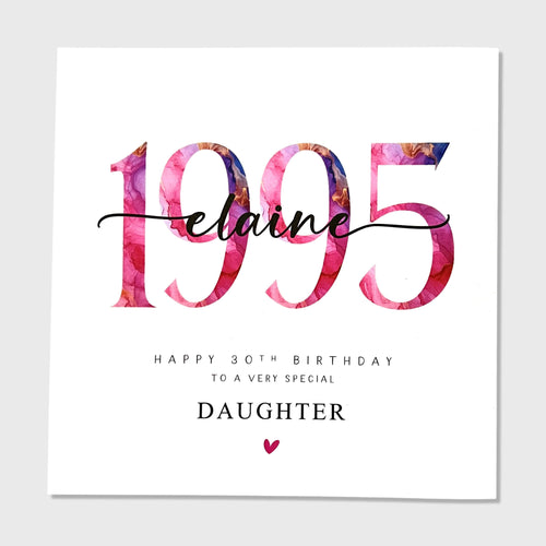 30th Birthday Card 1995 Personalised Daughter Granddaughter Sister Niece Auntie Friend Her