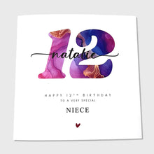 Load image into Gallery viewer, 12th Birthday Card Personalised Granddaughter Daughter Sister Niece