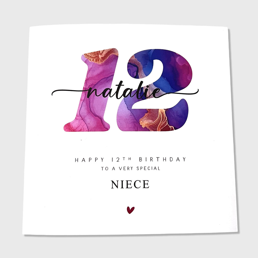 12th Birthday Card Personalised Granddaughter Daughter Sister Niece