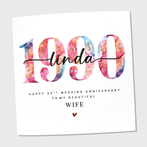 Personalised 35th Wedding Anniversary Card Coral Anniversary Wife Husband Him Her