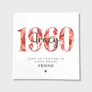 Personalised 65th Birthday Card Friend Sister Daughter Mumma 1960