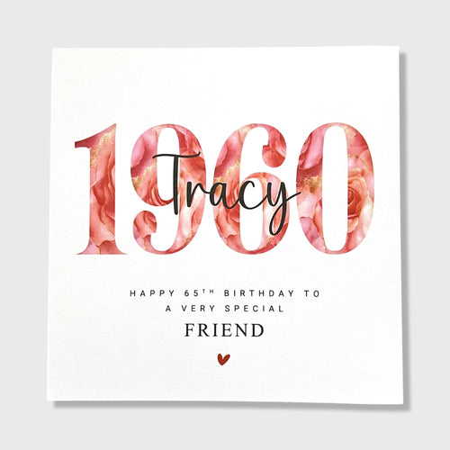 Personalised 65th Birthday Card Friend Sister Daughter Mumma 1960
