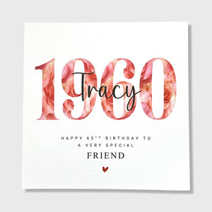 Personalised 65th Birthday Card Friend Sister Daughter Mumma 1960
