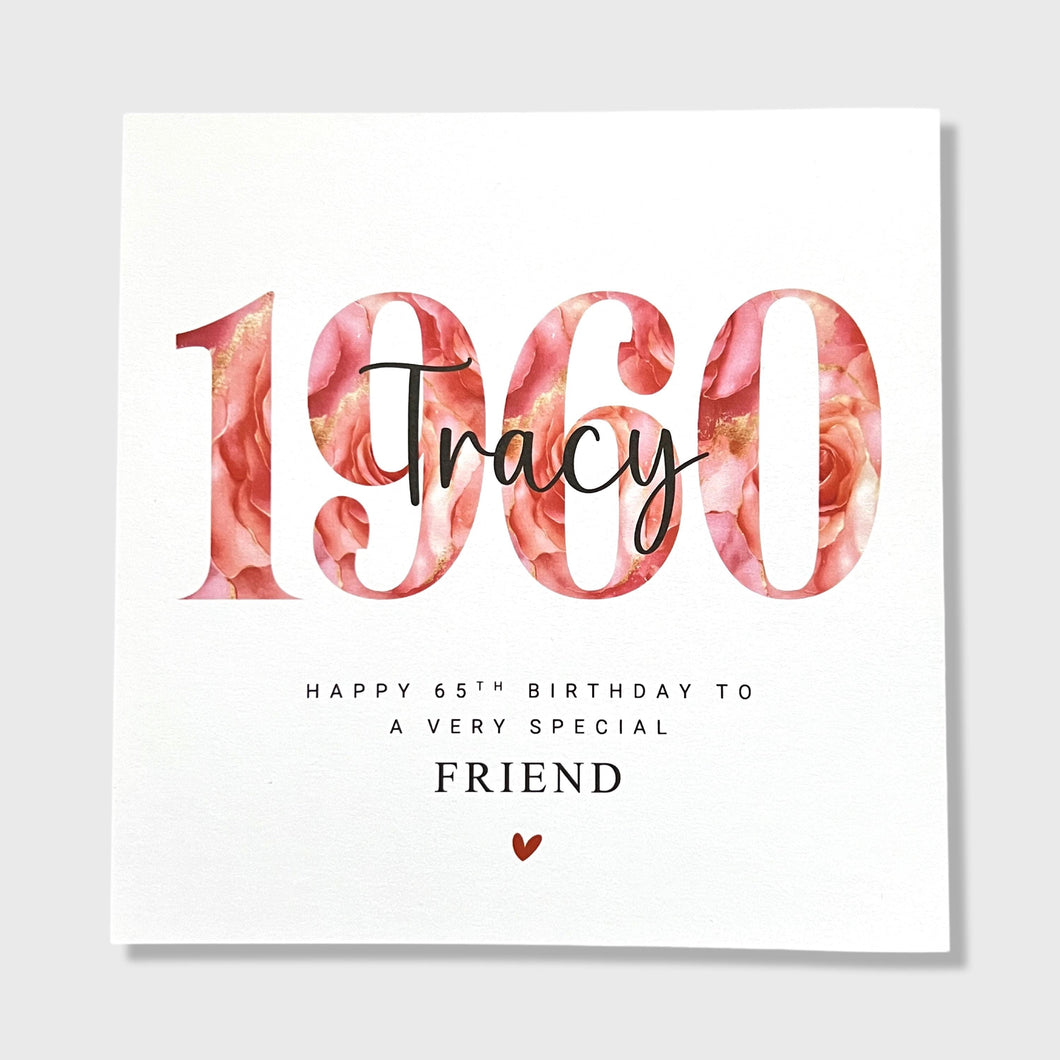 Personalised 65th Birthday Card Friend Sister Daughter Mumma 1960