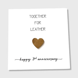 3rd Wedding Anniversary Card Together for Leather Anniversary