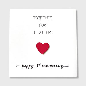 3rd Wedding Anniversary Card Together for Leather Anniversary