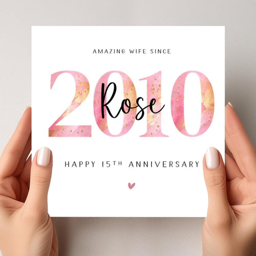 15th Anniversary Card Personalised 2010 Crystal Wedding Anniversary Wife Her
