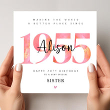 Load image into Gallery viewer, 70th Birthday Card 1955 Sister Mum Grandmother Mummy Nanny Great Grandmother