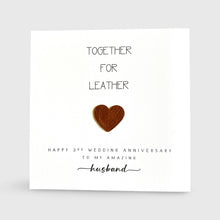 Load image into Gallery viewer, 3rd Wedding Anniversary Card Together for Leather Anniversary Him Her Husband Wife