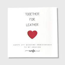 Load image into Gallery viewer, 3rd Wedding Anniversary Card Together for Leather Anniversary Him Her Husband Wife