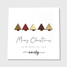 Load image into Gallery viewer, Personalised Christmas Card, Wife, Husband, Leather Trees