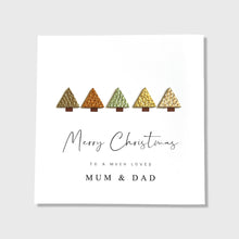 Load image into Gallery viewer, Christmas Card Mum and Dad, Leather Trees