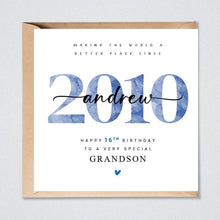 Load image into Gallery viewer, Personalised 16th Birthday Card, 2010 Son, Grandson, Nephew, Godson