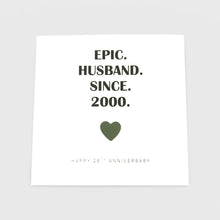 Load image into Gallery viewer, 26th Wedding Anniversary Card, Jade Anniversary, Epic Wife Husband