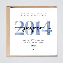 Load image into Gallery viewer, Personalised 12th Birthday Card, 2014, Son, Grandson, Nephew, Godson