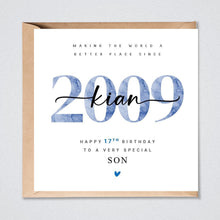 Load image into Gallery viewer, Personalised 17th Birthday Card, 2009, Son Grandson, Nephew Godson