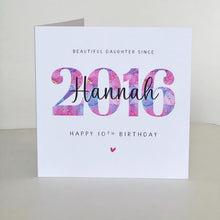 Load image into Gallery viewer, 10th Birthday Card Personalised, for Her