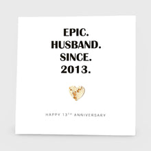 Load image into Gallery viewer, 13th Wedding Anniversary Card, Lace Anniversary Epic Him Her
