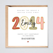 Load image into Gallery viewer, Personalised 12th Birthday Card, 2014 Daughter, Granddaughter, Sister, Niece, Goddaughter