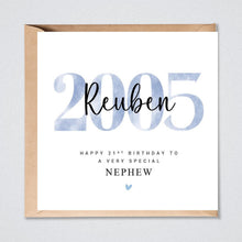 Load image into Gallery viewer, 21st Birthday Card, 2005, Son Grandson Brother Nephew Friend