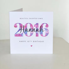 Load image into Gallery viewer, 10th Birthday Card Personalised, for Her