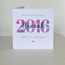 Load image into Gallery viewer, 10th Birthday Card Personalised, for Her