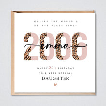 Load image into Gallery viewer, Personalised 20th Birthday Card, Daughter, Granddaughter Sister Niece Her
