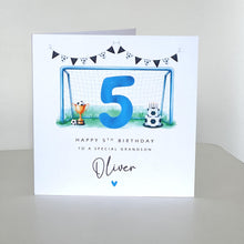 Load image into Gallery viewer, 5th Birthday Card, Personalised, Him, Her Grandson, Granddaughter, Football
