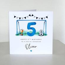 Load image into Gallery viewer, 5th Birthday Card, Personalised, Him, Her Grandson, Granddaughter, Football
