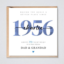 Load image into Gallery viewer, 70th Birthday Card, Personalised 1956, Dad Grandad Brother Uncle Godfather