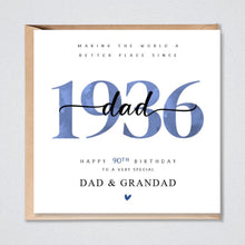 Load image into Gallery viewer, 90th Birthday Card Personalised, Dad Grandad Uncle Husband