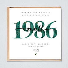 Load image into Gallery viewer, 40th Birthday Card Personalised, Son Husband Brother Grandson Him 1986